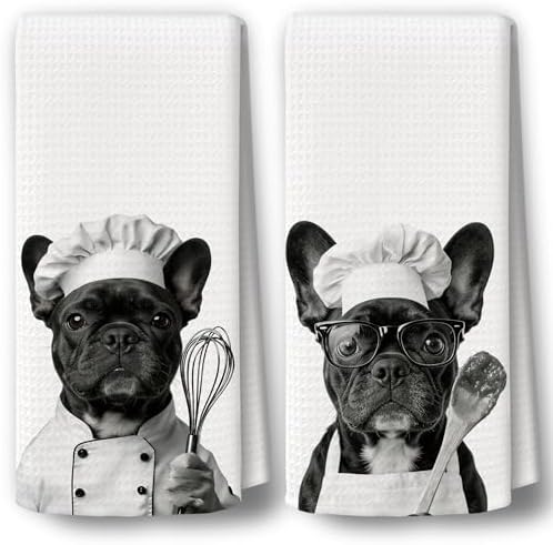 Dog Kitchen Towels Decor Set of 2 by BCUANGD