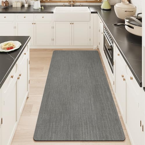 Mecko Bath Mat 24"x48", Ultra Thin Bathroom Rug fit Under doorGrey by Mecko