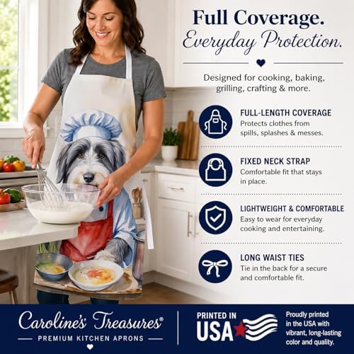 Caroline's Treasures Bearded Collie The Chef Apron Cooking Kitchen Server - Image 4