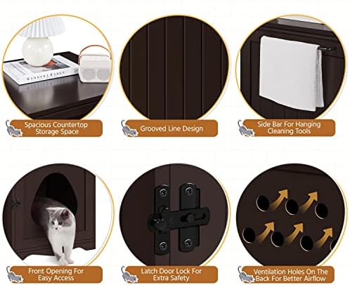 Yaheetech Cat Litter Box Enclosure, Hidden Litter Box Furniture - Image 3