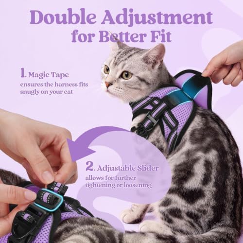 rabbitgoo Cat Harness and Leash Set, Step-in Soft Vest, Light Purple - Image 3