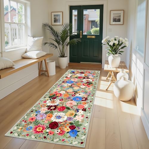 Rug for Hallways Kitchen Runner 2x8 Green - Image 2