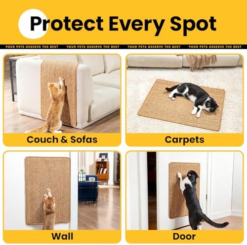 Conlun Cat Scratching Pad, 27.5x35.4in Sisal Mat Couch Protector - Image 5