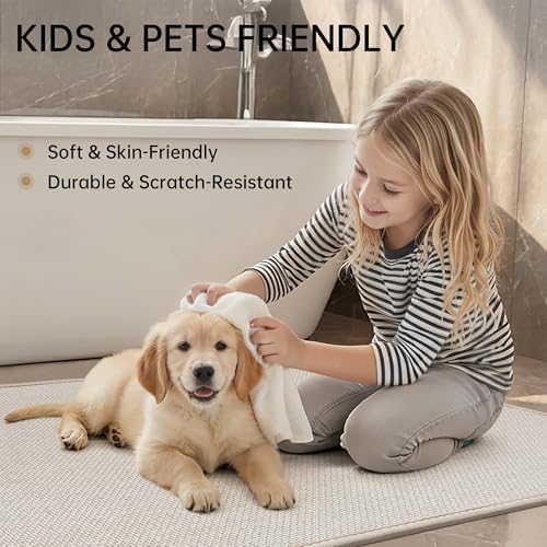 Mecko 20"x32" Bath Mat, Absorbent Quick Dry Bathroom Floor Mats Oatmeal - Image 6