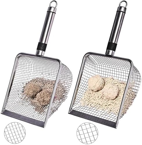 Stainless Steel Cat Litter Scoop, 3.8mm Fine Mesh & 5mm Metal Scooper by Unknown