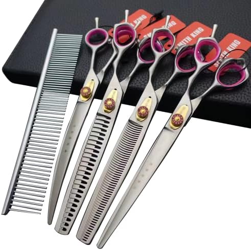 Professional Dog Grooming Shears Set Dogs Straight & thinning & Curved scissors by Smithking