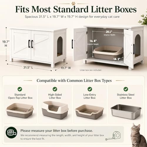 Homhedy 31.5" L Cat Litter Box Enclosure - Image 5