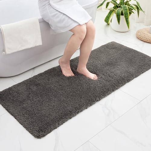 Disolla Dark Grey Bathroom Runner Rug 24x70, Plush Extra Large Bath Mat by Disolla