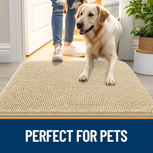 OLANLY Dog Door Mat for Muddy Paws 44x24, Super Absorbent Chenille Mud Mat - Image 6