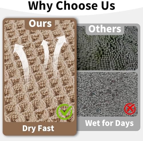 Waffle Bath Mat, Boho Bathroom Rug Non Slip Washable, 20 x 48 - Image 4