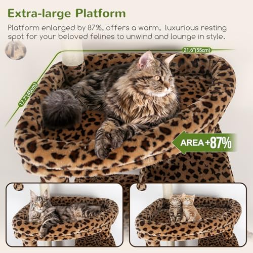 Globlazer Giant Cat Tree for Indoor Large Cats, Leopard Print - Image 2