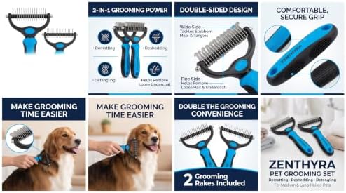 Dog Grooming Rake 2-Pack – Double-Sided Deshedding and Dematting Tool - Image 4