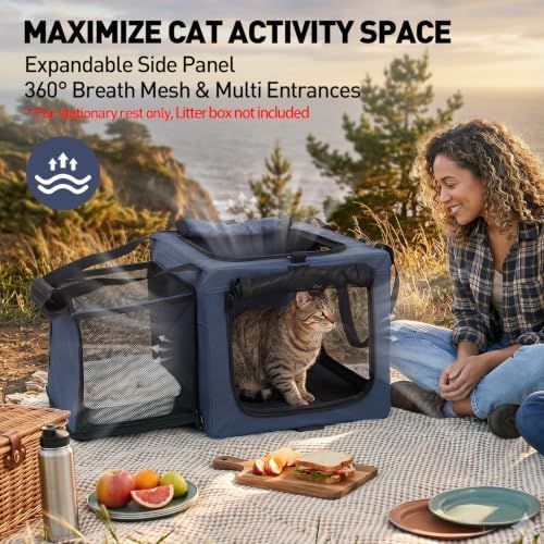 Rolling Cat Carrier with Wheels, 16.5 x 13 x 11.8 in - Image 4