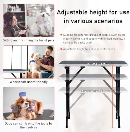 LEIBOU 36-inch Height Adjustable and Foldable Pet Dog Grooming Table - Image 6