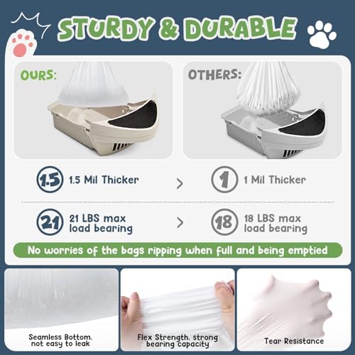 120 Pack Litter Box Robot 3 4and 5 Waste Bags, 1.5 Mils Thick Drawstrings - Image 2