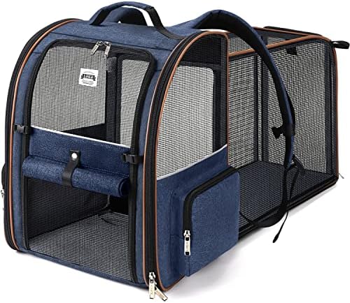 Large Cat Backpack Carrier Expandable Pet Carrier Backpack by LEKEBOBOR