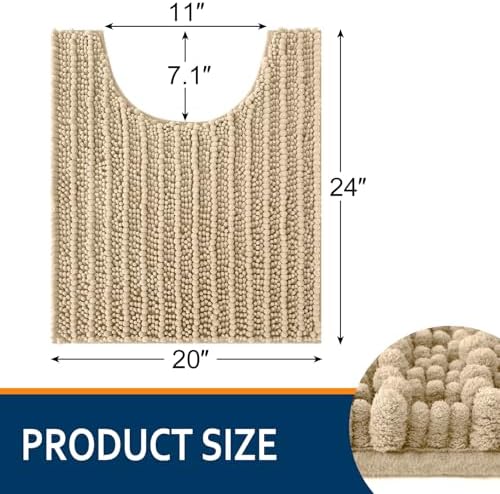 Smiry Bathroom Toilet Rugs U Shaped 24X20, Chenille Bath mats - Image 2
