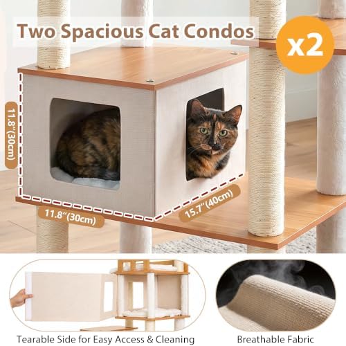 Gitelsnour Cat Tree, Wooden Multi-Level Tower - Image 3