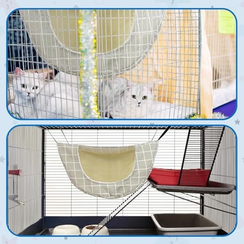 Jetec 2 Pieces Cat Cage Hammock Indoor Hanging Pet Bed Double Layer Hanging - Image 3