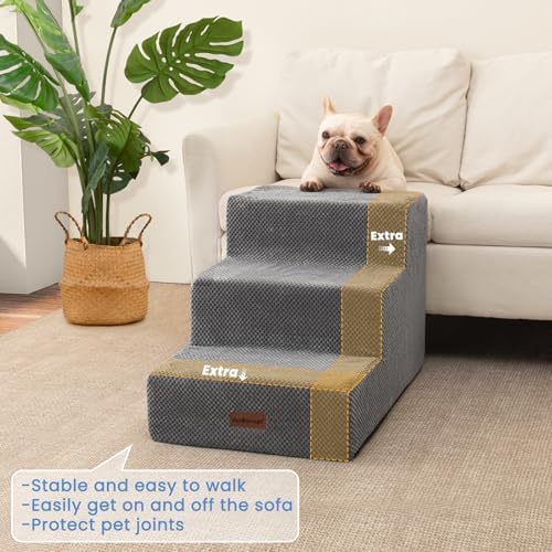 Aodisman Dog Stairs for Small Dogs, Wider 3-Step Pet Steps for Couch & Bed - Image 2