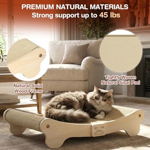 NOCOEX Sisal Cat Scratcher Bed: Wood Scratch Board Hammock - Image 2