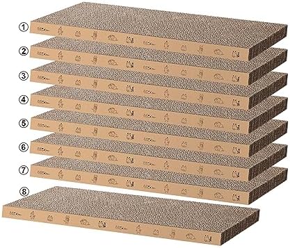 8 Packs in 1 Cat Scratch Pad, Cat Scratcher Cardboard, Reversible, Durable by Mankaide