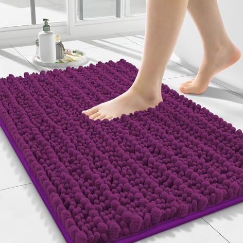 Smiry Bathroom Rugs 24X16, Extra Soft Rubber Backing Chenille Bath Mats by Smiry