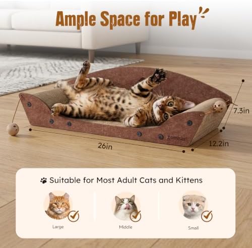 ZOMISIA 26'' Cardboard Cat Scratcher Bed - Image 3