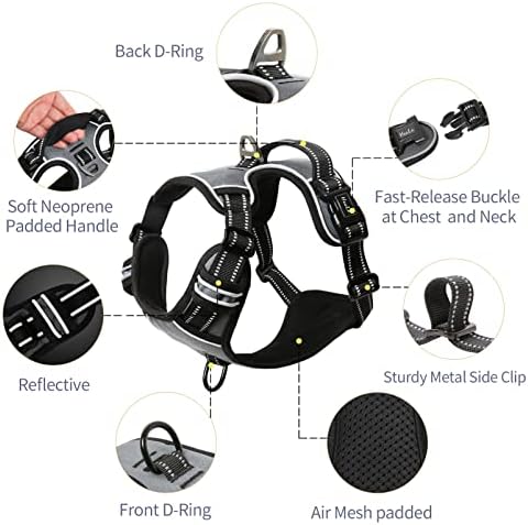 HEELE Dog Harness, No Pull Adjustable Padded Reflective Harness - Image 3