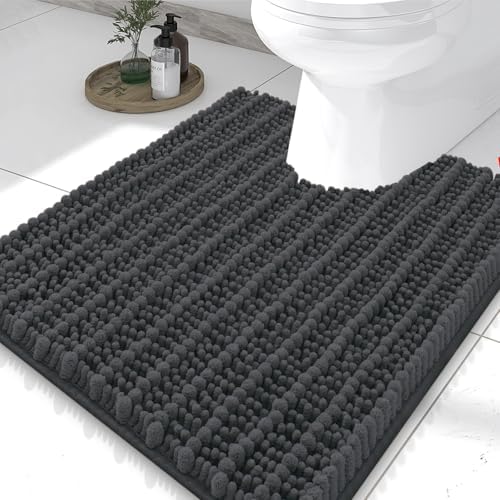 Smiry Bathroom Toilet Rugs U Shaped 24X20, Chenille Bath mats by Smiry