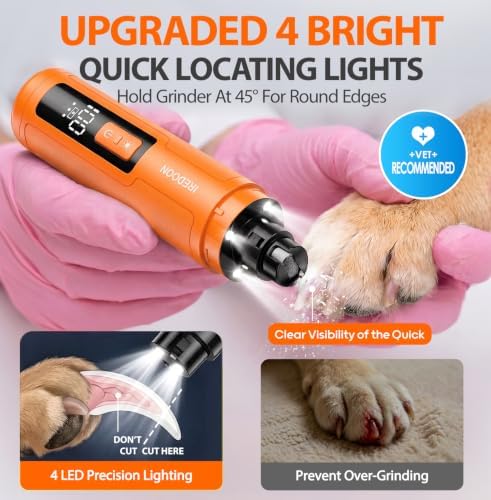 IREDOON Dog Nail Grinder with 4 LED Lights, 3 Speeds Super Quiet - Image 4