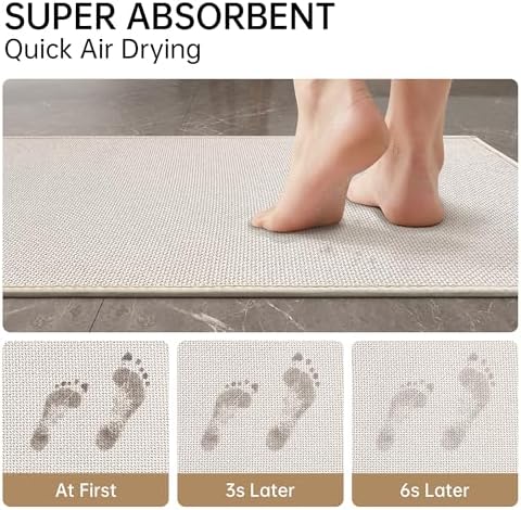 Mecko 20"x32" Bath Mat, Absorbent Quick Dry Bathroom Floor Mats Oatmeal - Image 4