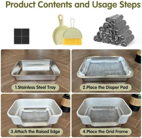 Stainless Steel Rabbit Litter Box, Sifting Bunny Litter Box - Image 7