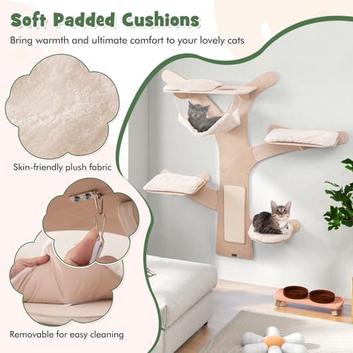 Tangkula Cat Wall Shelves, Wall Mounted Cat Tree Furniture - Image 6