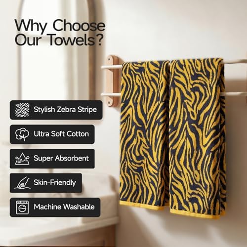 REDKISS 100% Cotton Zebra Print Hand Towels - Image 6