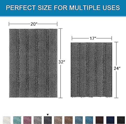 H.VERSAILTEX Grey Bathroom Rug Set Bath Mats, 2 Piece Bath Rugs Non Slip Thick - Image 2