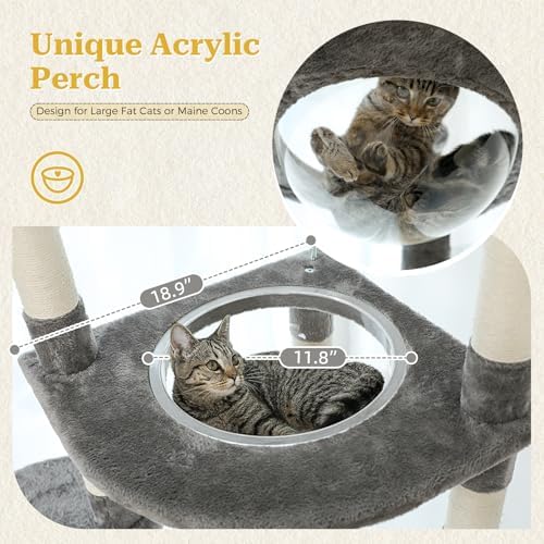PETEPELA Floor to Ceiling Cat Tree, 92.9-101.6" Tall Cat Tower - Image 4