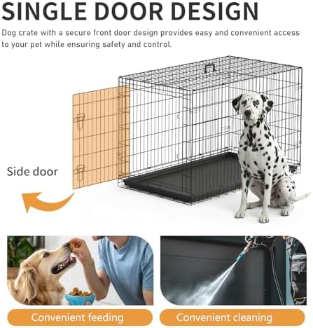 FDW | 48" Foldable Metal Dog Crate | Dark Black | Cage - Image 4