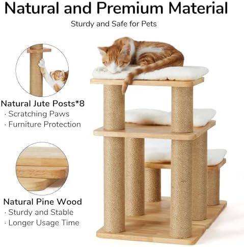 FUKUMARU Dog Stairs, Solid Wood Pet Stairs - Image 4
