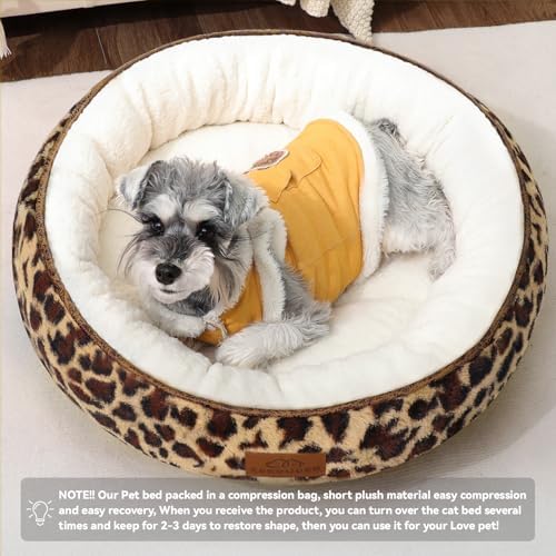 Zerbuger 23in Leopard Round Dog Bed Sofa - Image 4