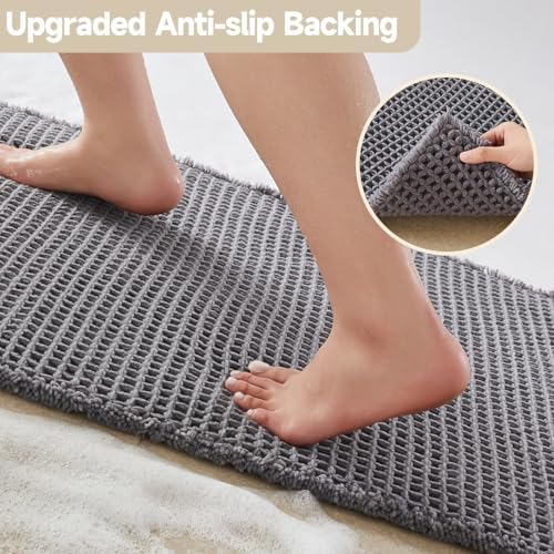 TYUU Waffle Bath Mat, Boho Bathroom Rugs Non Slip, 36x24 Grey - Image 4