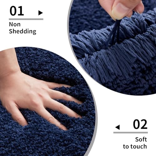 Disolla Navy Blue Bathroom Runner Rug 24x59, Soft Plush Large Bath Mat - Image 4