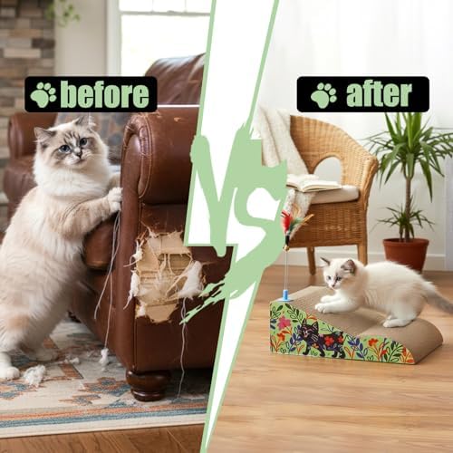 WUWEOT 2 in 1 Cat Scratching Board, Removable Cardboard Scratching Pad - Image 5