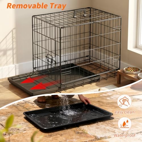 FDW | 24" Foldable Metal Dog Crate | Dark Black | Cage - Image 4