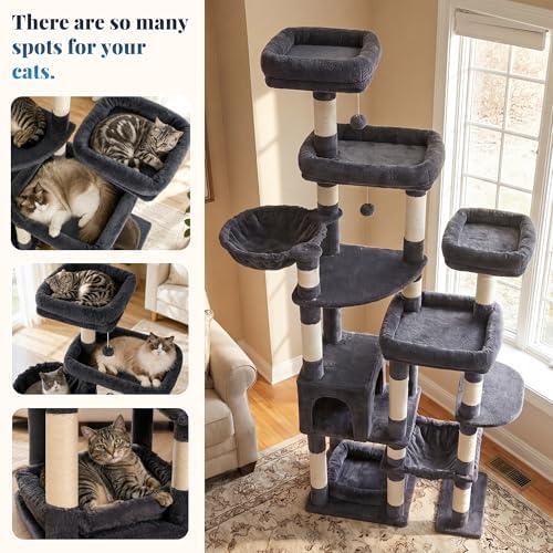 Hey-brother Cat Tree Tower, Wide Base, 5 Platforms - Image 5