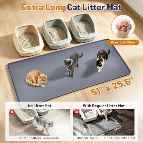 XL Cat Litter Mat 51x25.6in, Silicone Litter Mat - Image 2