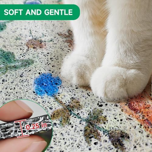 Cat Litter Mat, Traps 100% Litter, Non-Slip Litter Box Trapping Mat, Cute Decor - Image 5