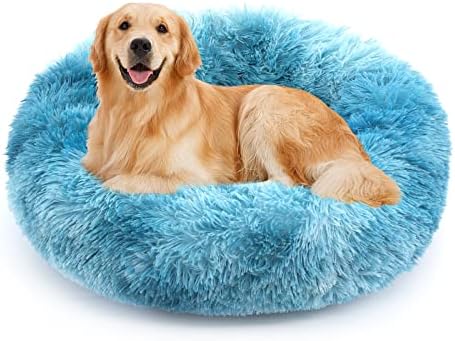 NOYAL Donut Dog Bed for Small Medium Pets, Plush Calming Faux Fur by Noyal