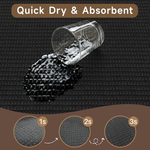 3x5 Washable Bath Mat: Non Slip Soft Waffle Textured Area Rug Black - Image 5