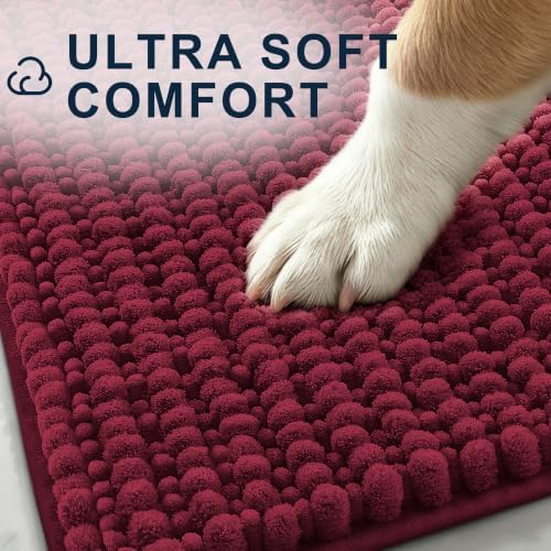 Smiry Dog Door Mat for Muddy Paws 36x24, Ultra Absorbent Chenille Doormat - Image 3